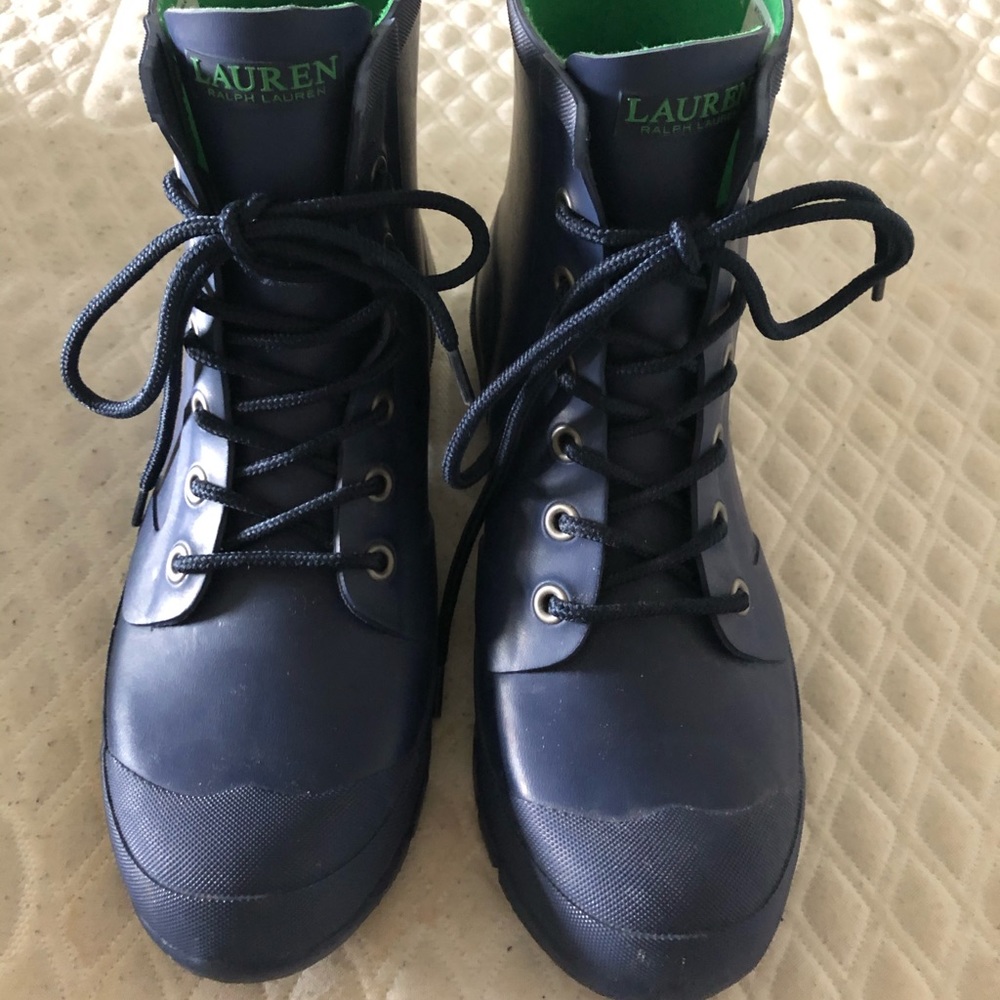 Ralph Lauren rain boots blue and green